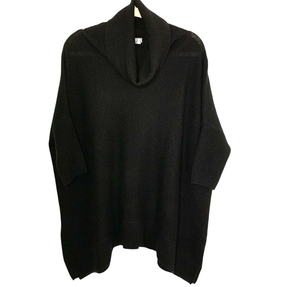 Beryll One Size Fits Most Black 100% Cashmere Dolman Sleeve Turtleneck Sweater